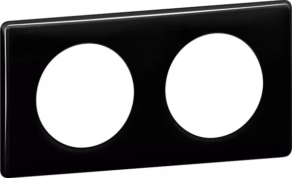 legrand-plaque c�liane laqu� 2 postes - finition noir (066682)