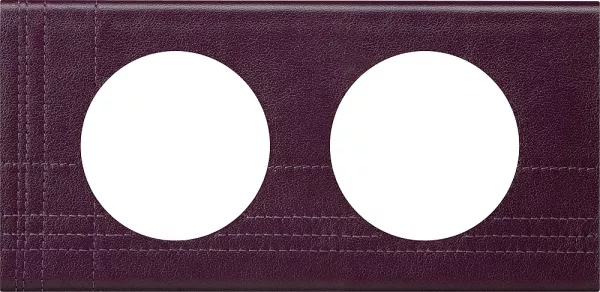 legrand-plaque c�liane mati�res 2 postes - finition cuir pourpre couture (069442)