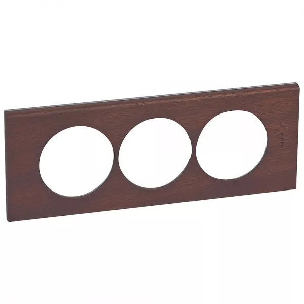 legrand-plaque c�liane mati�res 3 postes pour r�novation entraxe 57mm - finition acajou (069229)