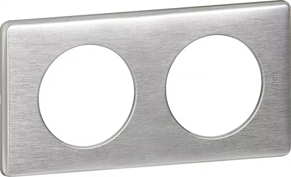 legrand-plaque c�liane m�tal 2 postes - finition aluminium (068922)