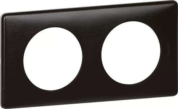 legrand-plaque c�liane m�tal 2 postes - finition carbone (068982)