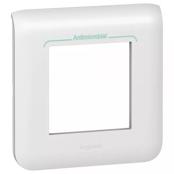 legrand-plaque mosaic 2 modules - blanc antimicrobien (078722)