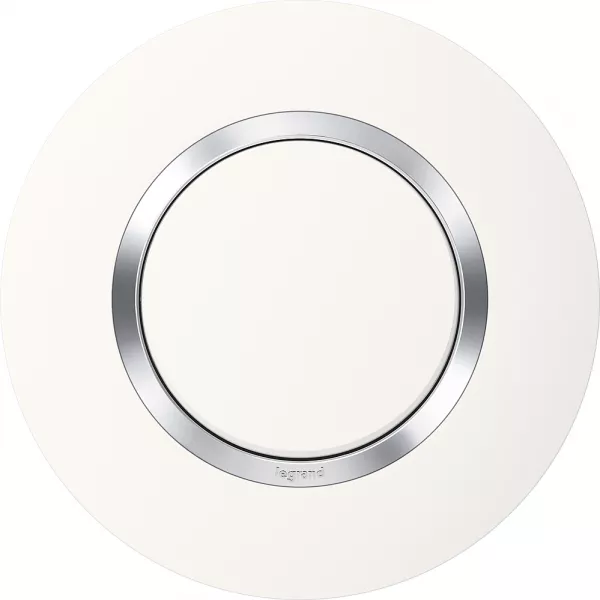 legrand-plaque ronde dooxie 1 poste finition blanc avec bague effet chrome (600973)