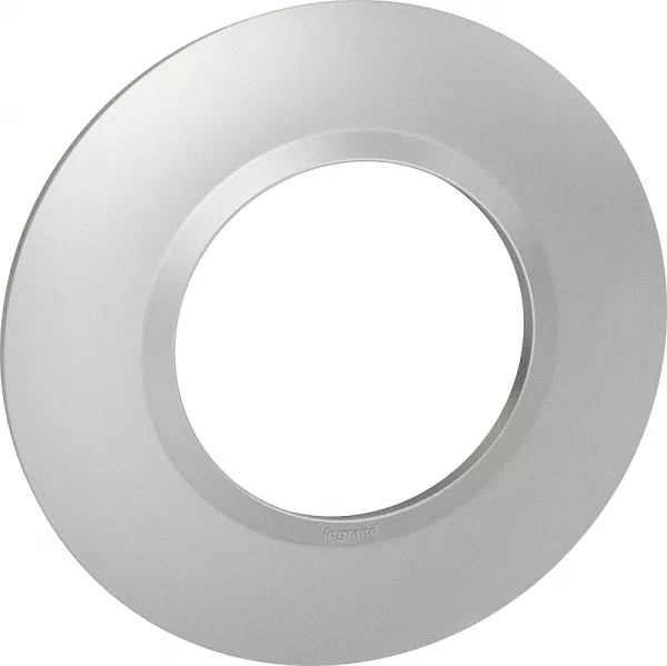 legrand-plaque ronde dooxie 1 poste finition effet aluminium avec bague effet chrome (600975)
