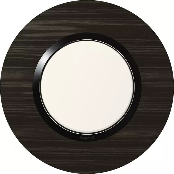legrand-plaque ronde dooxie 1 poste finition effet bois �b�ne (600979)