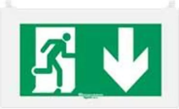 legrand-plaque signalisation r�glementaire arcor - picto sortie en dessous (062583)