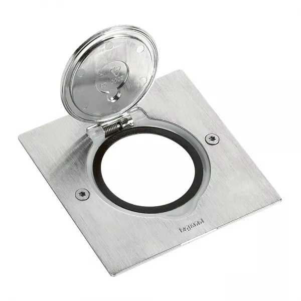 legrand-platine de sol carr�e � �quiper de m�canisme mosaic 1 poste - inox bross� (089700)