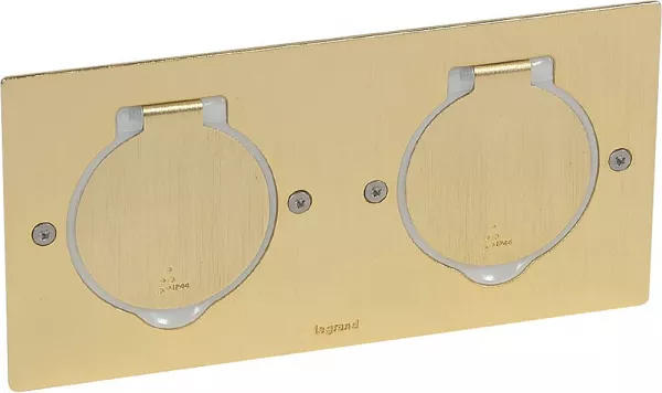 legrand-platine de sol rectangulaire � �quiper de fonctions mosaic 2 postes -dor� bross� (089712)
