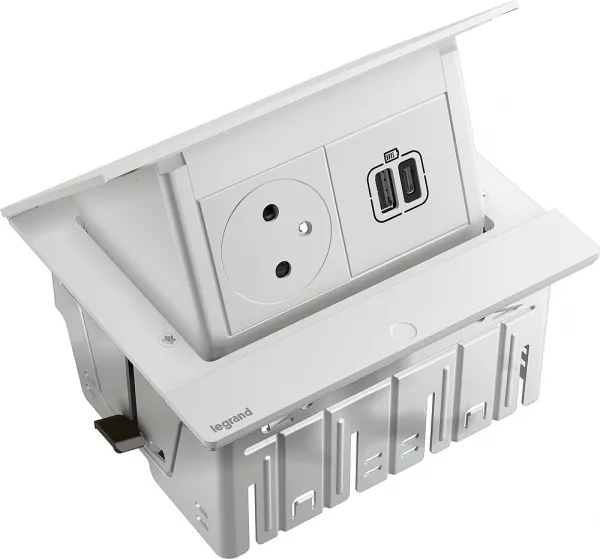 legrand-pop up incara 2p+t surface + chargeur usb type-a+c - 4 modules blanc (654817)