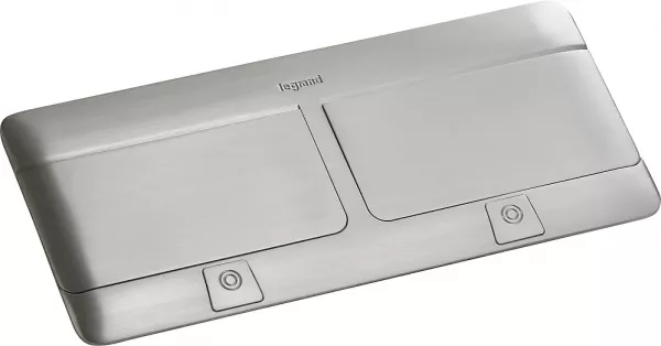 legrand-pop up mobilier 2x4 modules � �quiper finition inox mat -avec kit d\'installation (654003)