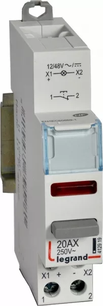 legrand-poussoir - double fonction avec voyant 1 no + led rouge - 1 module - 12/48 v~/= (412919)
