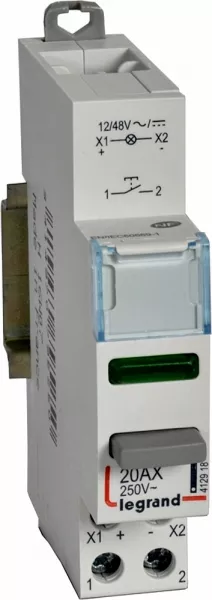 legrand-poussoir - double fonction avec voyant 1 no + led vert - 1 module - 12/48 v~/= (412918)