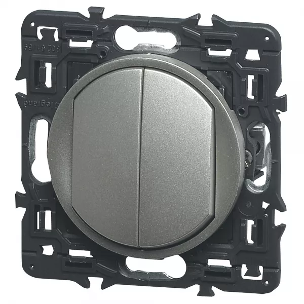 legrand-poussoir + interrupteur ou va-et-vient c�liane soft - titane avec support (099784)