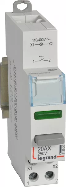 legrand-poussoir double fonction contact 1no + voyant led vert 110-400v~ - 1 module din (412920)