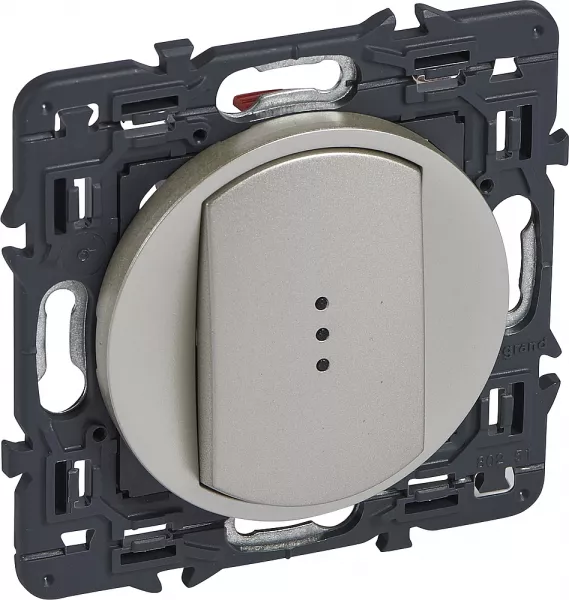 legrand-poussoir inverseur � voyant c�liane 6a avec enjoliveur titane et support (067734)