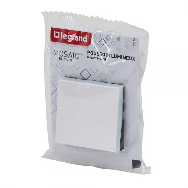 legrand-poussoir lumineux avec voyant mosaic easy-led 6a 2 modules - blanc (099414)