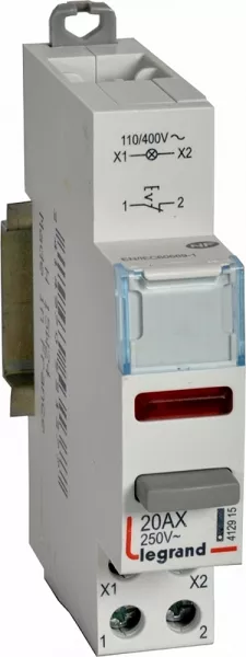legrand-poussoir modulaire -double fonction voyant 1 nf + led rouge 110/400v~~ -1 module (412915)