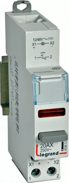 legrand-poussoir modulaire -double fonction voyant 1 nf + led rouge 12/48 v~/= -1 module (412913)