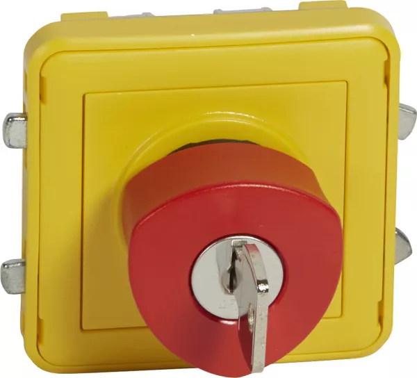 legrand-poussoir no+nf d�verrouillage � cl� plexo composable ip55 3a 250v - gris/jaune (069548)