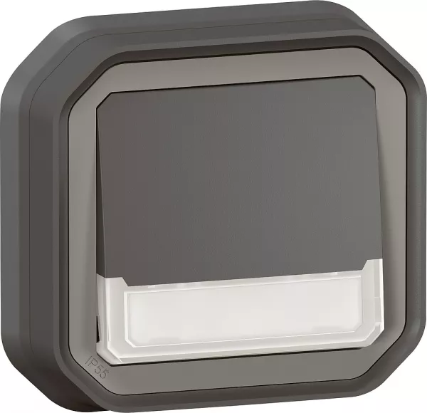 legrand-poussoir no-nf lumineux porte-�tiquette plexo complet encastr� anthracite (069854l)