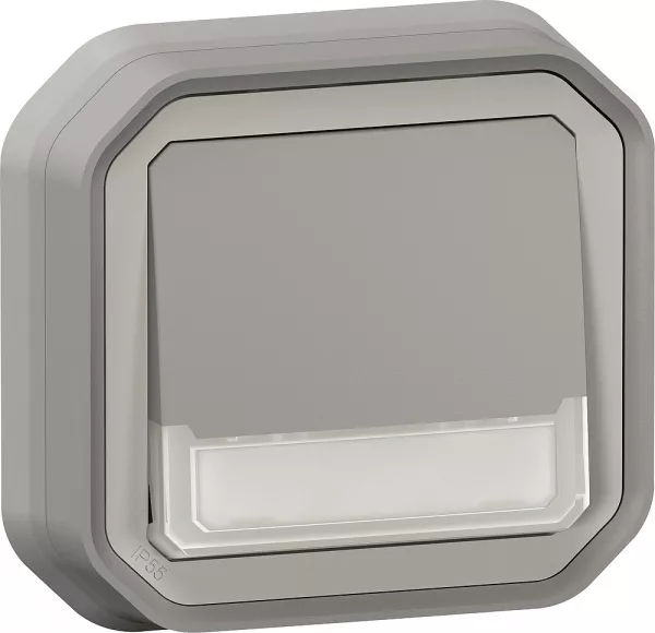 legrand-poussoir no-nf lumineux porte-�tiquette plexo complet encastr� et griffes - gris (070033)