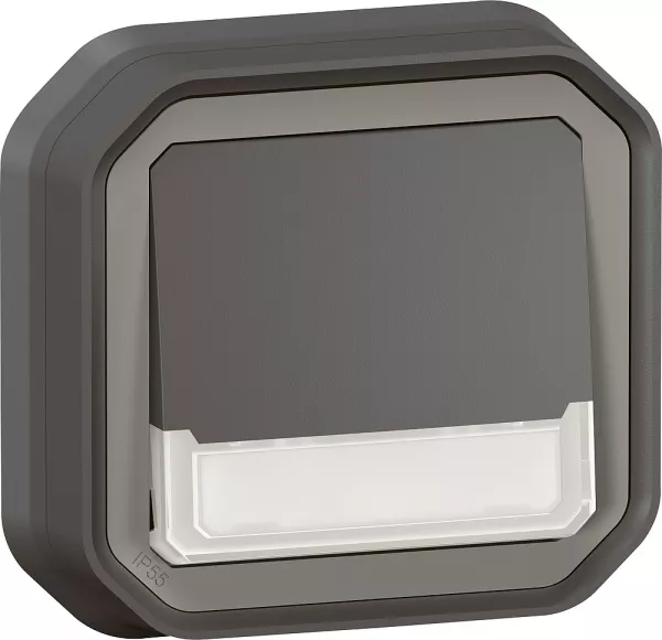 legrand-poussoir no-nf lumineux porte-�tiquette plexo complet encastr� griffe anthracite (070039)