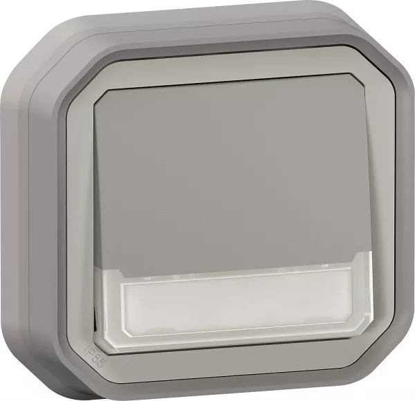 legrand-poussoir no-nf lumineux porte-�tiquette plexo complet encastr� gris (069824l)