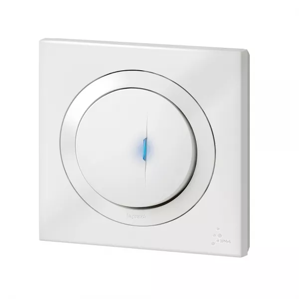 legrand-poussoir simple lumineux dooxie ip44 6a 250v~ livr� avec plaque carr�e blanche (600014)