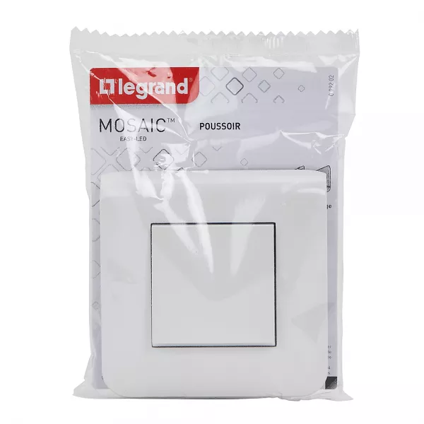 legrand-poussoir simple mosaic 6a blanc complet avec plaque (099202)
