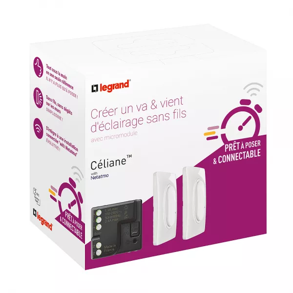 legrand-pr�t-�-poser c�liane cr�er un va-et-vient, micromodule+2cdes ss fils - blanc (cb0405)