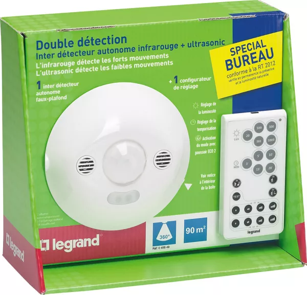 legrand-pr�t � poser d�tecteur eco 2 fixation plafond 048806 + t�l�commande 088235 (048849)