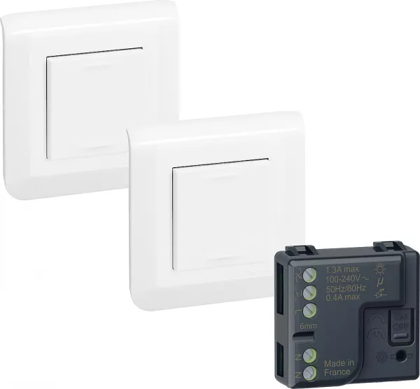 legrand-pr�t � poser mosaic 2 commandes sans fils sans pile + 1 micromodule - blanc (077725l)