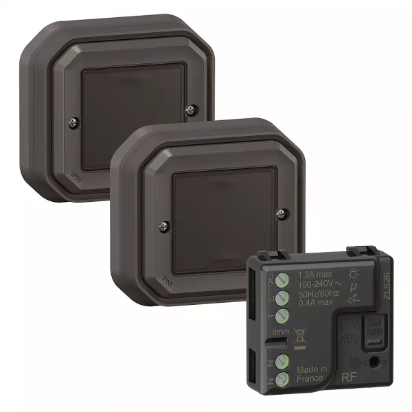 legrand-pr�t � poser plexo 2 commandes sans fils sans pile + 1 micromodule - anthracite (069865l)