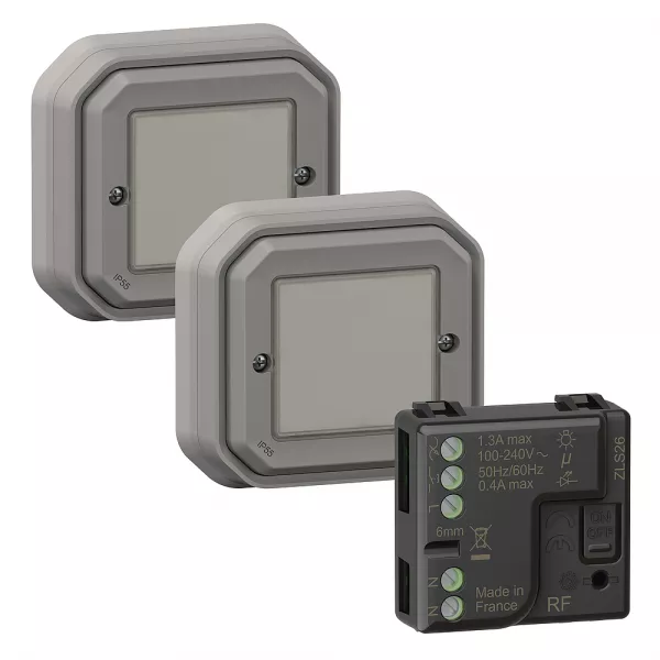 legrand-pr�t � poser plexo 2 commandes sans fils sans pile + 1 micromodule - gris (069862l)