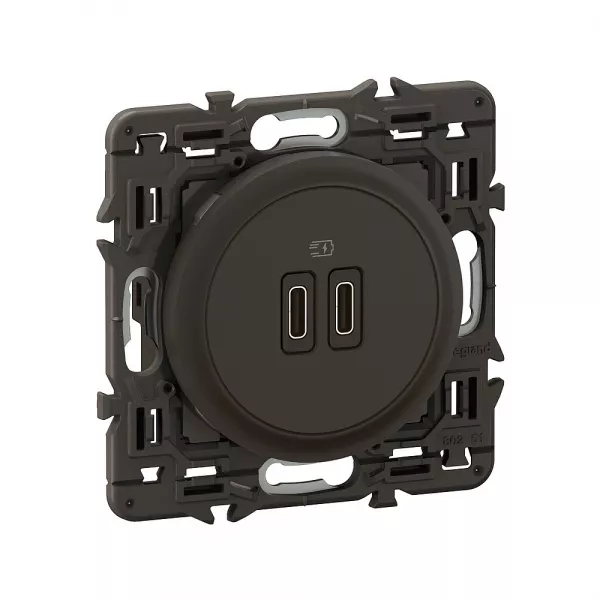 legrand-prise 2 usb c�liane 20w power delivery type-c+c enjoliveur noir et support (cz0154)