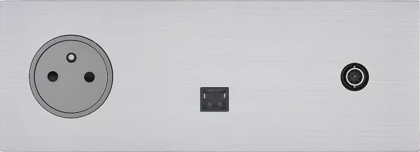 legrand-prise 2p+t, rj45 et prise t�l�vision - epure acier bross� art d\'arnould (67437)