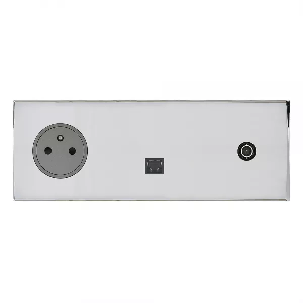 legrand-prise 2p+t, rj45 et prise t�l�vision - epure acier miroir art d\'arnould (67637)
