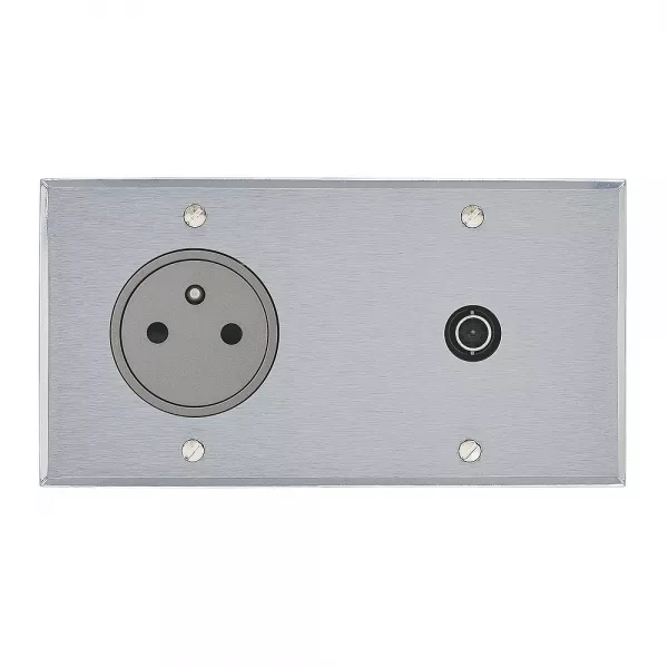 legrand-prise 2p+t 16a 250v + prise tv - m�moire acier bross� art d\'arnould (67139)