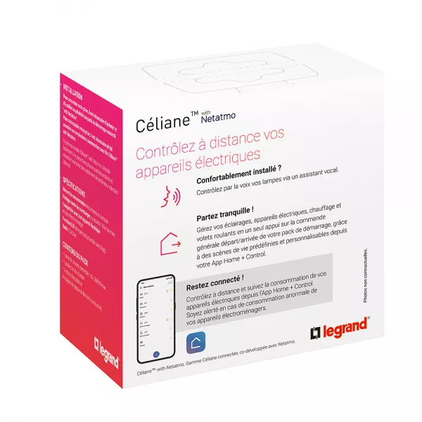 legrand-prise 2p+t 16a c�liane with netatmo - connexion � bornes automatiques - blanc (cb0460)
