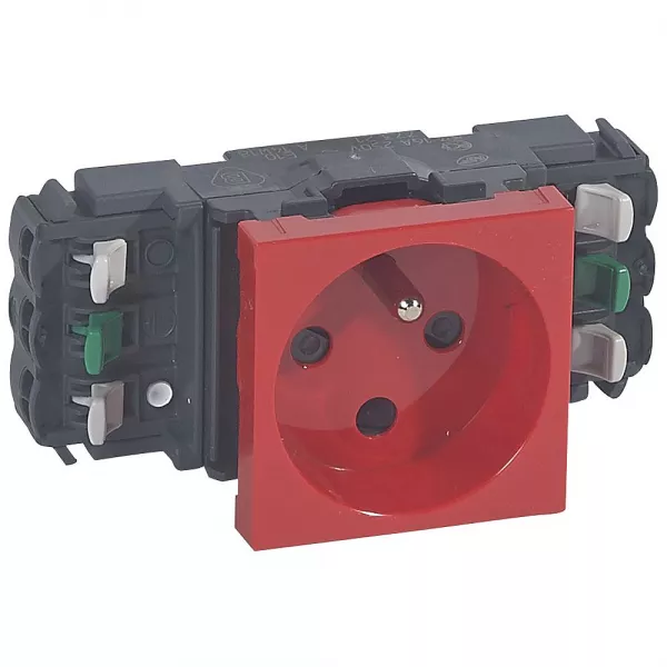 legrand-prise 2p+t � d�trompage mosaic 2 modules pour goulottes dlp monobloc - rouge (077321)