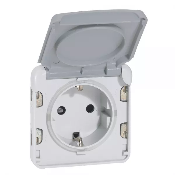 legrand-prise 2p+t avec contact lat�ral de terre plexo composable ip55 16a 250v - gris (069570)