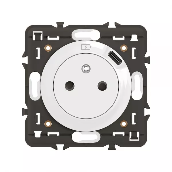 legrand-prise 2p+t avec prise usb type-c 7,5w c�liane enjoliveur blanc et support (cx0140)