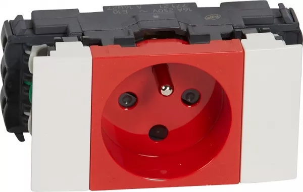 legrand-prise 2p+t d�trompage mosaic soluclip goulotte clippage direct 2 modules (077121)