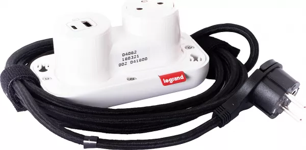 legrand-prise 2p+t et chargeur usb a+c electr\'on incara 2 postes - blanc (654902)