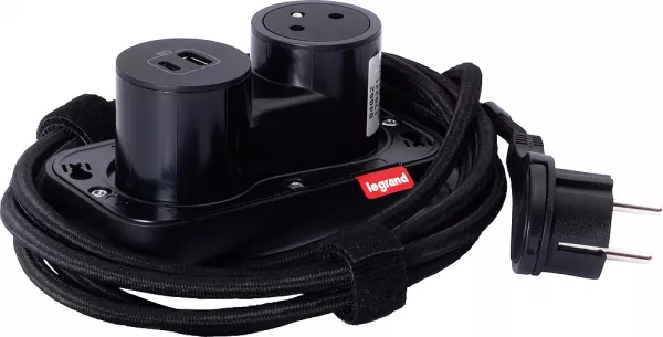legrand-prise 2p+t et chargeur usb a+c electr\'on incara 2 postes - noir (654903)