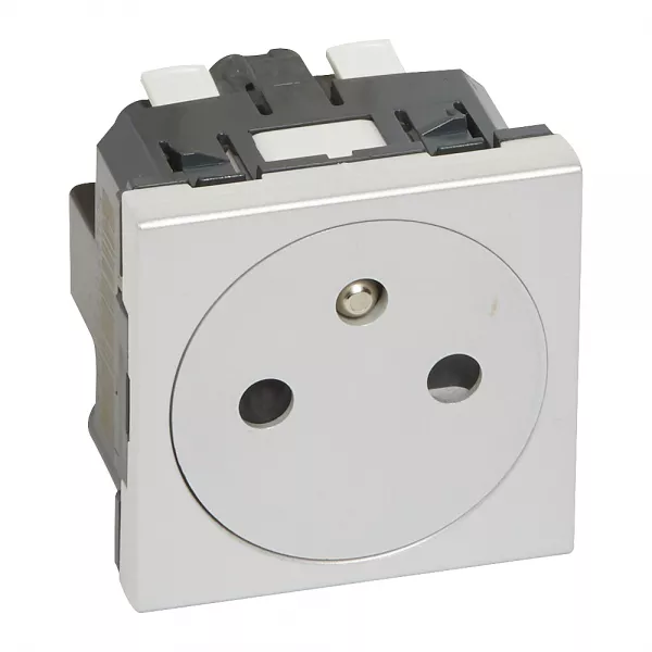 legrand-prise 2p+t surface mosaic 2 modules avec connexion par bornes automatiques alu (079342)
