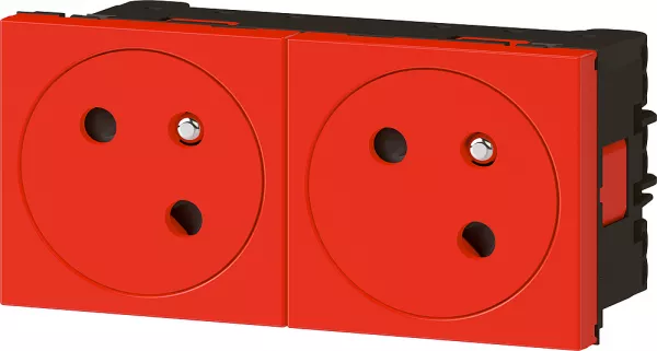 legrand-prise 2x2p+t surface mosaic link � raccordement lat�ral 4 modules - rouge (077172l)