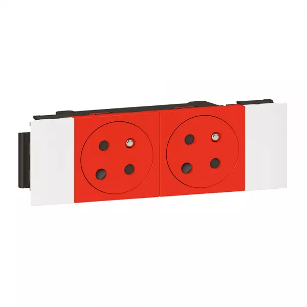 legrand-prise 2x2p+t surface mosaic soluclip goulotte clippage direct 4 modules -rouge (077122l)