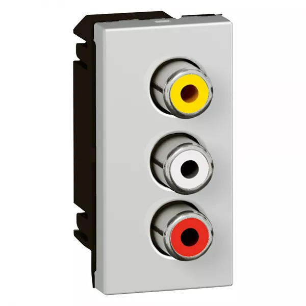legrand-prise 3 rca femelle mosaic 1 module - liaison vid�o composite/audio st�r�o - alu (079254)