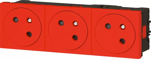 legrand-prise 3x2p+t surface mosaic link � raccordement lat�ral 6 modules - rouge (077173l)